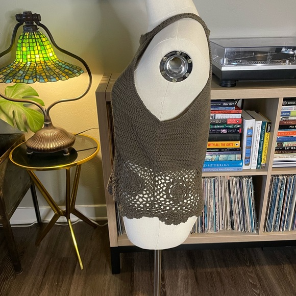 Blue Rain Olive Crotchet Tank Blouse - Picture 4 of 5